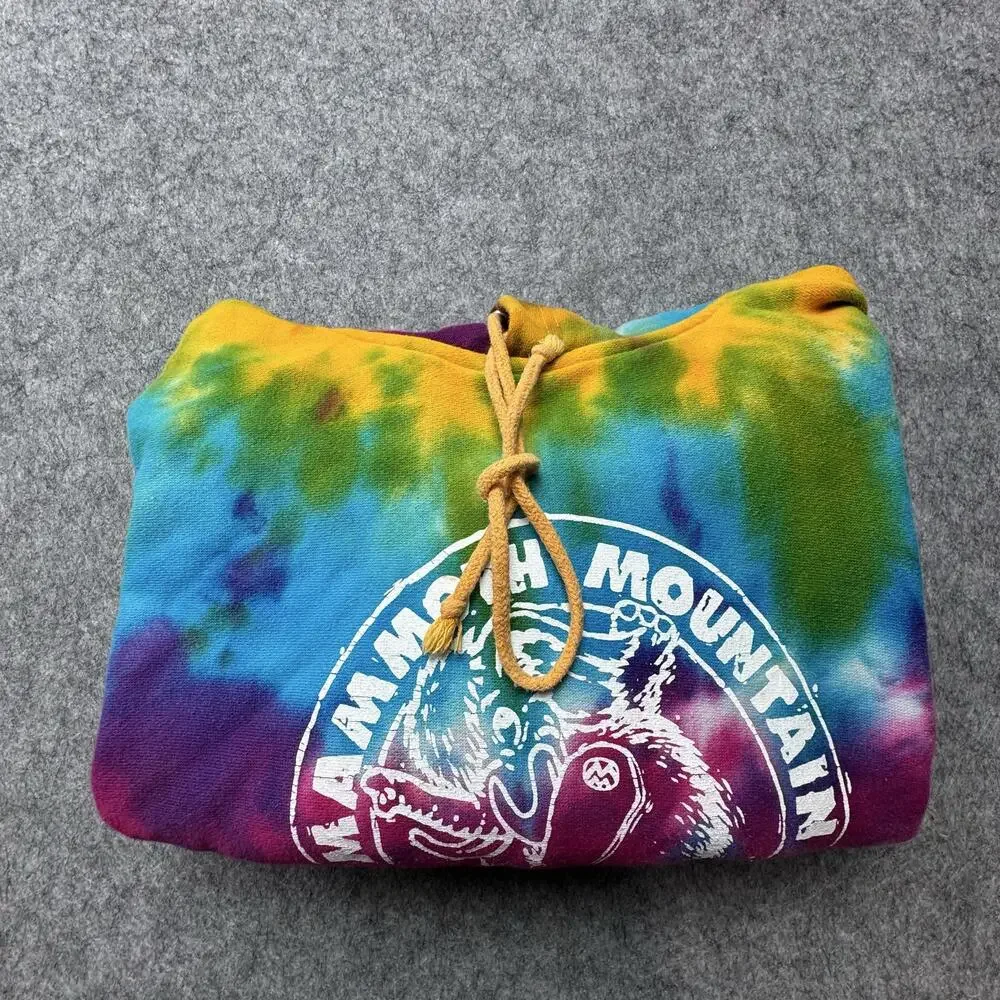 Vintage Mammoth Mountain Hoodie Mens Small Multicolor Tie Dye Fleece Pro-Weave